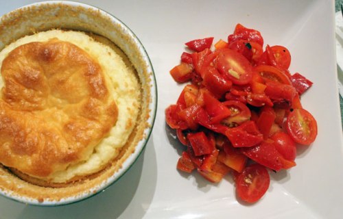 Cheese Soufflé & Tomato and Pepper Salad